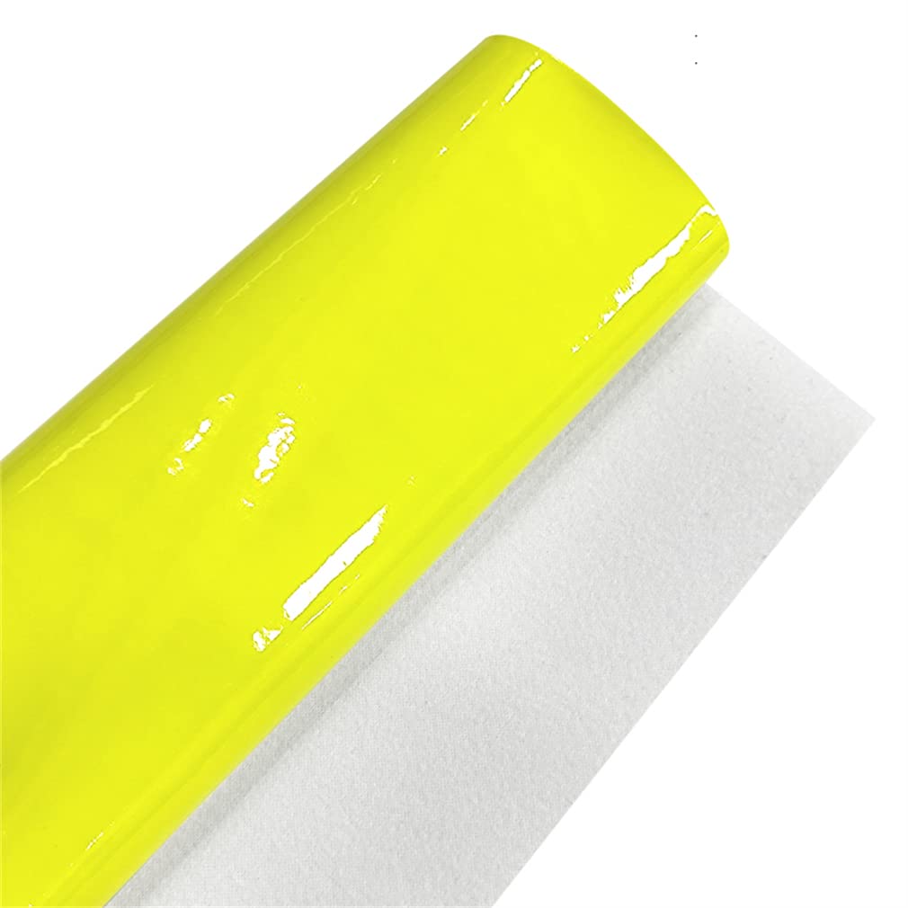 30x135cm Glossy Faux Leather Roll, Shiny Mirrored Synthetic Crafts Fabric for Hair Bows Clips Making (Yellow) - Image 3