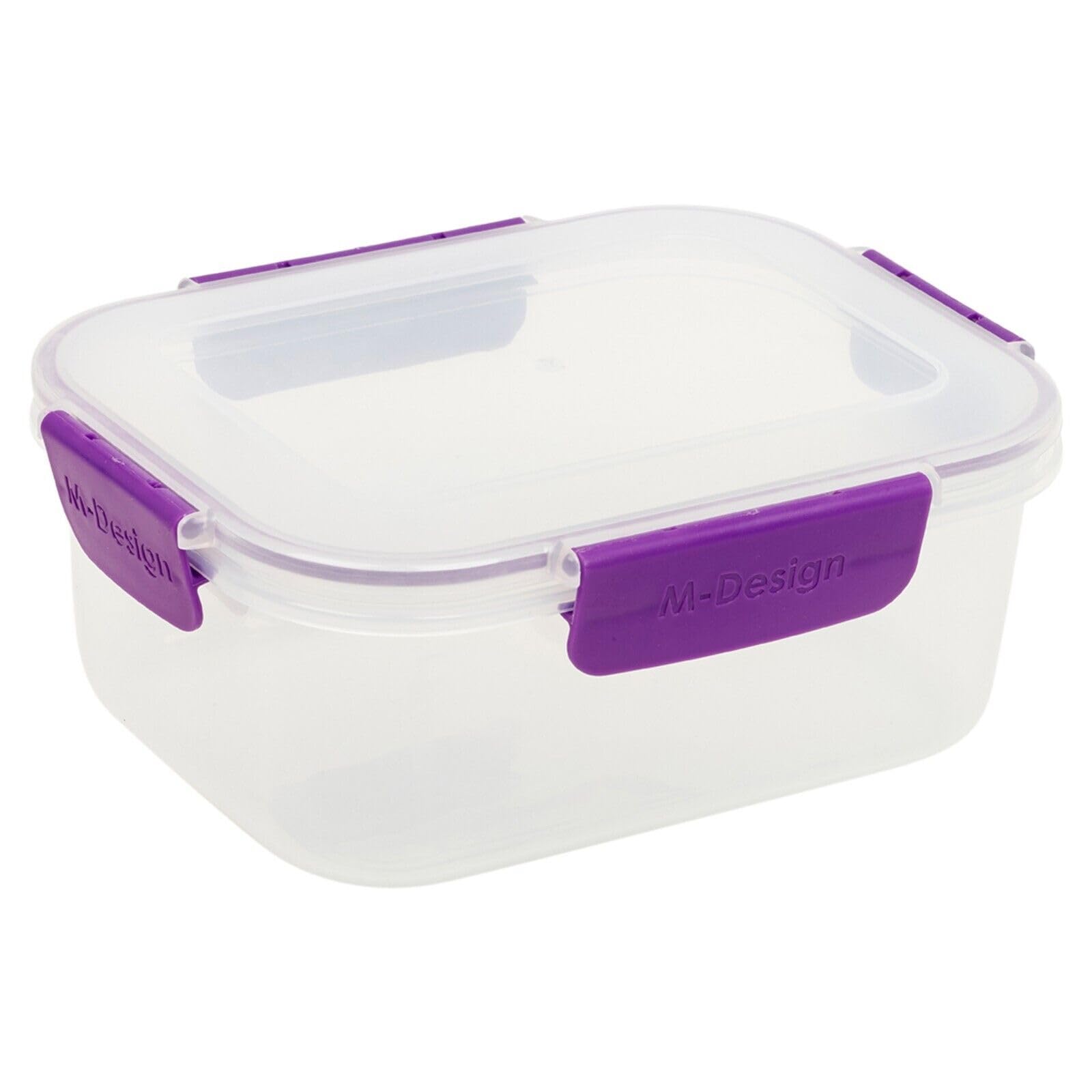 Urbn-Chef ( 1.6L, ) Set Of 3 Food Plastic Storage Container Airtight Seal Clip & Lock Lid Dishwasher Safe Purple