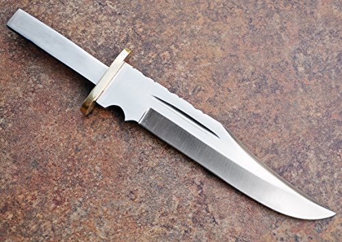 Whole Earth Supply Large Clip Point D2 D-2 Steel Knife Blank +Brass Finger Guard for Custom Making Knives Blade Blades Blanks Hunting