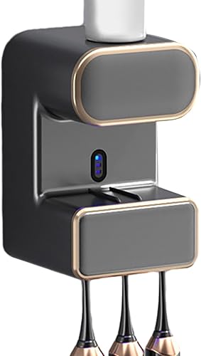 Miniatura 2 de Walbest Porta cepillos de dientes automáticos con dispensador de pasta de dientes, soportes para cepillos de dientes montados en la pared para