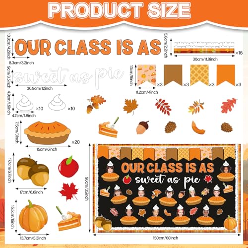 Image of Fall Bulletin Board Decorations Set Thanksgiving Pie Paper Cutouts Autumn DIY Photo Craft for Classroom Holiday School Home Office Wall Decor