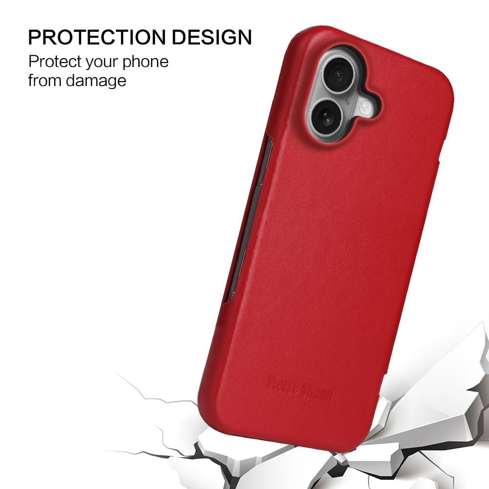 Funda con Tapa de Cuero para iPhone 17 con Cierre Magnético, Rojo
