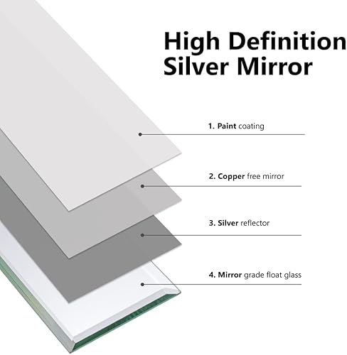 Miniatura 6 de Espejo de vidrio de 3 x 10 pulgadas, para salpicadero de metro, cocina, baño, borde biselado, azulejos de ladrillo (plata, 10 azulejos de 2 pies