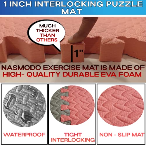 Image of 1 Inch /25mm Gym Floor mat Rubber for Heavy Workout Puzzle Floor mat for Home Exercise, Gym Equipment mat Interlocking Eva Foam Flooring Rubber Tiles Yoga, Kids Gym Mats for Floor