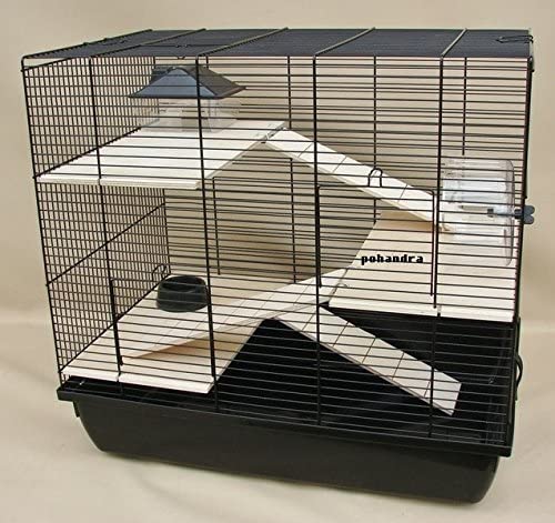 Interzoo Nagerkäfig, Hamsterkäfig, Käfig, Etagen-Käfig REX 3 schwarz Holzausstattung Cover