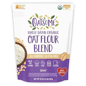 Oatsome Organic Oat Flour Blend, Whole Grain, Gluten-Free, All Purpose Flour for Baking, Vegan, 2 lb, 32 oz