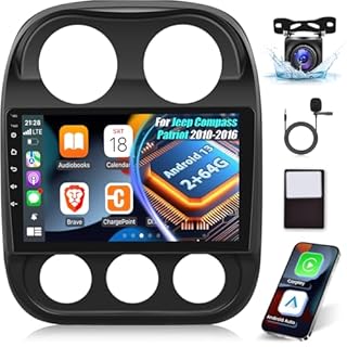 EKAT Car Radio for Jeep Compass Patriot 2010 2011 2012 2013 2014 2015 2016, [2G+64G] 10.1 inch Android Touch Screen Patriot Stereo, CarPlay/Android Auto/DSP Audio/1080P/SWC/Bluetooth/WiFi