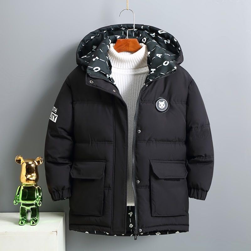 Boys Winter Coat Jacket Hooded Windproof Warm Faux Down Cotton Jacket Kids Outdoor Jacket2
