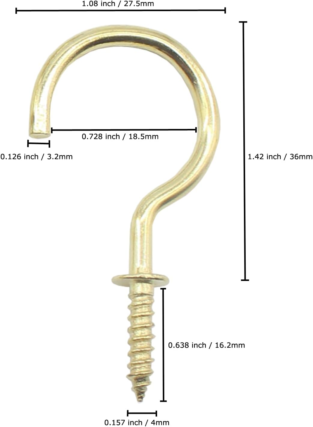 50Pcs 1-1/2" Screw Hooks,Copper-Plated,for String Lights image 2