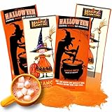 Halloween Hot Chocolate Packets, Orange Cocoa Mix with Festive Design, Spooky Party Favors (Pack of 4)