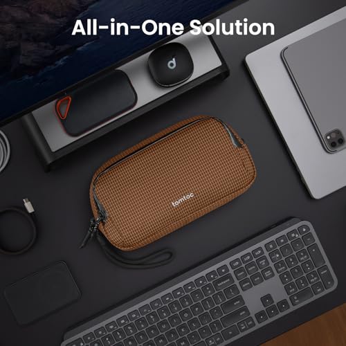 Image of tomtoc Electronic Organizer Travel Case Performance, Water Resistant Dual Compartment Cable Organization Storage Bag for Charger, Cord, Phone, Hard Drive, Power Bank, Accessories Travel Essentials
