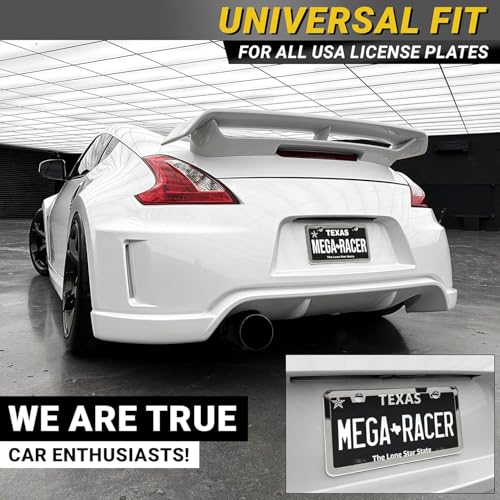 Image of Premium Slim Mirror Chrome License Plate Frames - 2 Pack, Rust-Free Stainless Steel, Rattle-Free, Street Legal Universal with Screw Caps, Thin Silver Metal Front & Rear Car Tag Holder, For Men & Women