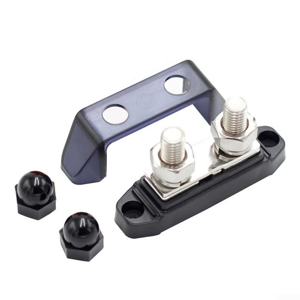Morsettiera per sbarra collettrice da 200 A, con copertura protettiva per auto, camper, barca, sistema di distribuzione dell'alimentazione da 12 V a 48 V CC, rosso (nero)
