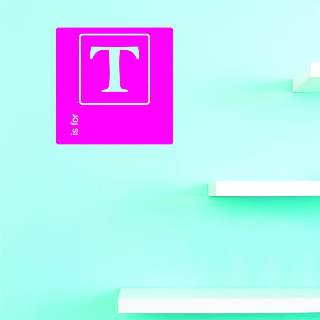 Design with Vinyl US V JER 2971 2 Top Selling Decals T Is For Alphabet Letter Wall Art Size X 16 Inches Color: Multi, 16" x 16"