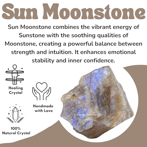 Image of Amazing Gemstone Sun Moonstone Raw Crystals and Healing Stones, Natural Rocks for Tumbling and DIY Raw Stones and Crystals (2 Pieces)