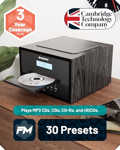 Image of Home Stereo System with CD Player Bluetooth & Radio | 40W FM Radio, Solid Wood Build, and 30 Presets | Multi Format Support, CD Player for Home, Compact Music System | Oakcastle Hifi400