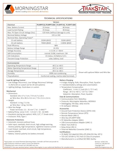 Image of Morningstar ProStar 40A MPPT Solar Charge Controller, Panel Regulator