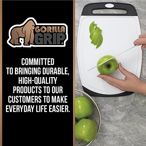 Gorilla Grip Original Oversized Cutting Board, 3 Piece, BPA Free, Dishwasher Safe, Juice Grooves, Larger Thicker Boards, Easy Grip Handle, Non Porous, Extra Large, Kitchen, Set of 3, Black