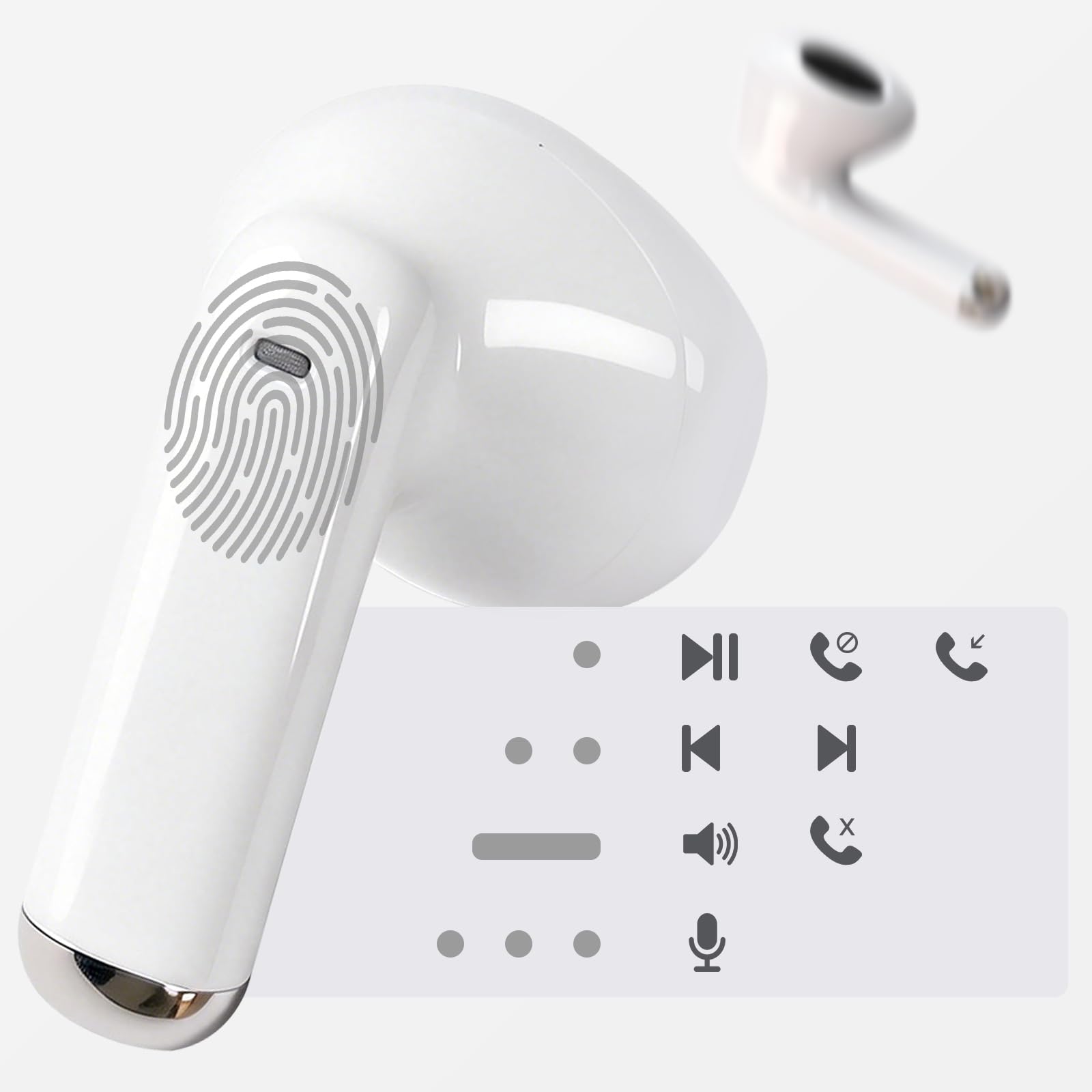 yobola Cuffie Bluetooth 5.4, In-Ear Auricolari Wireless Hi-Fi Stereo con 4 Microfoni HD, Comodo Mini Controllo Tattile IPX7 Impermeabili USB-C 27 Ore Cuffiette per Smartphone/Portatili/Sport, Bianco