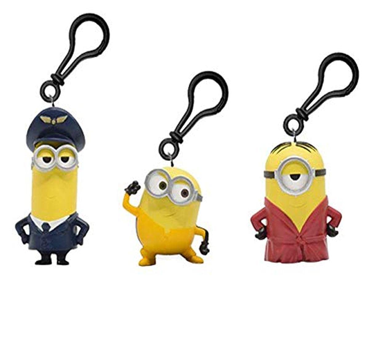 Joy Toy 20563D24 Joytoy Minions 2 Clip On with 3D Figure, 6 cm, 3 Different Characters, Multicoloured