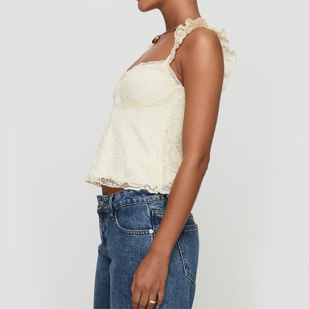 Women Y2k Lace Trim Tank Tops Teen Girl Fairycore Sleeveless Solid Going Out Streetwear Summer Crop Camisole - Image 2