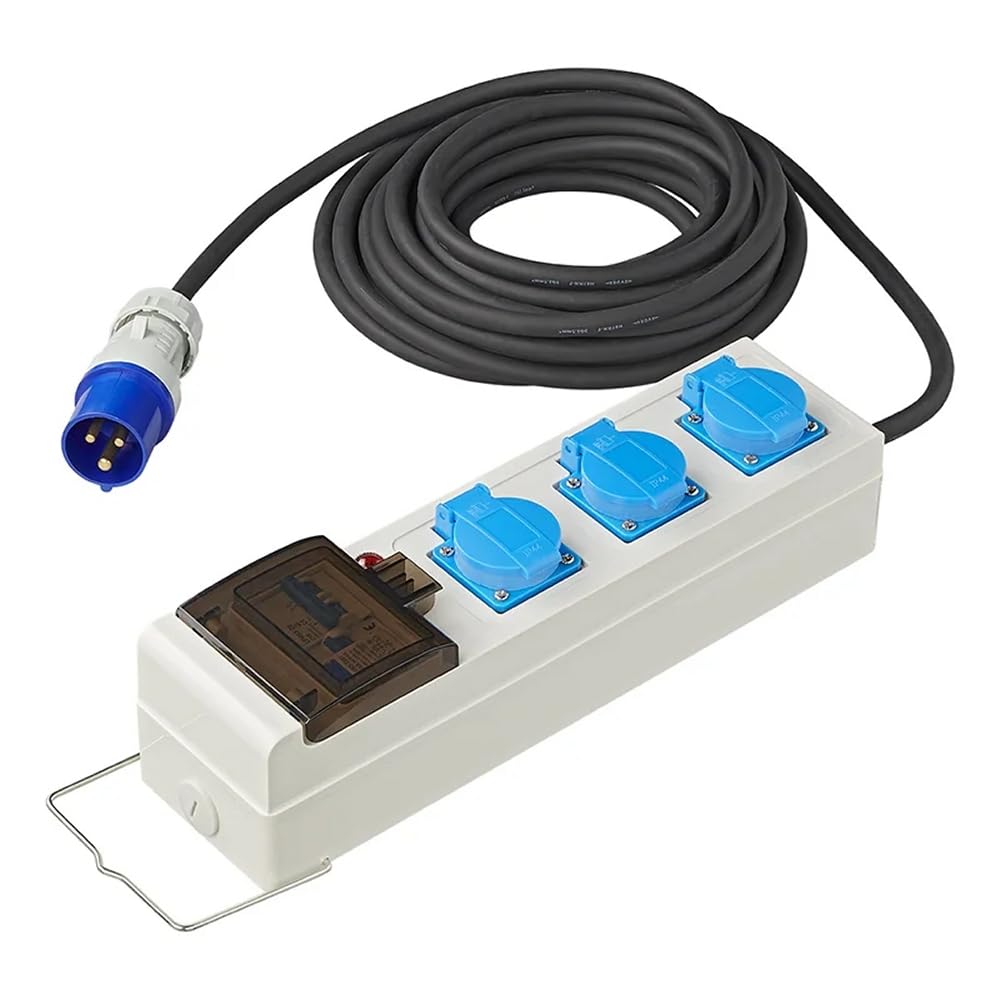 ProPlus 373584DE Zelt Faltwagen Steckdose mit 20m Kabel - 3x2,5mm² mit MCCB und FI-Schalter - IP44