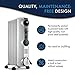 DeLonghi Oil filled Radiator Heater, 1500W Electric Space Heater for indoor use, quiet portable room heater, 1500W, Energy Saving, full room, office and bedroom with safety features KH39071CB white