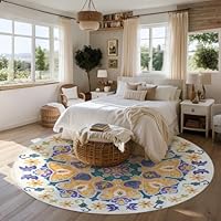 6ft Lefarfadet Round Washable Boho Non-Slip Area Rug