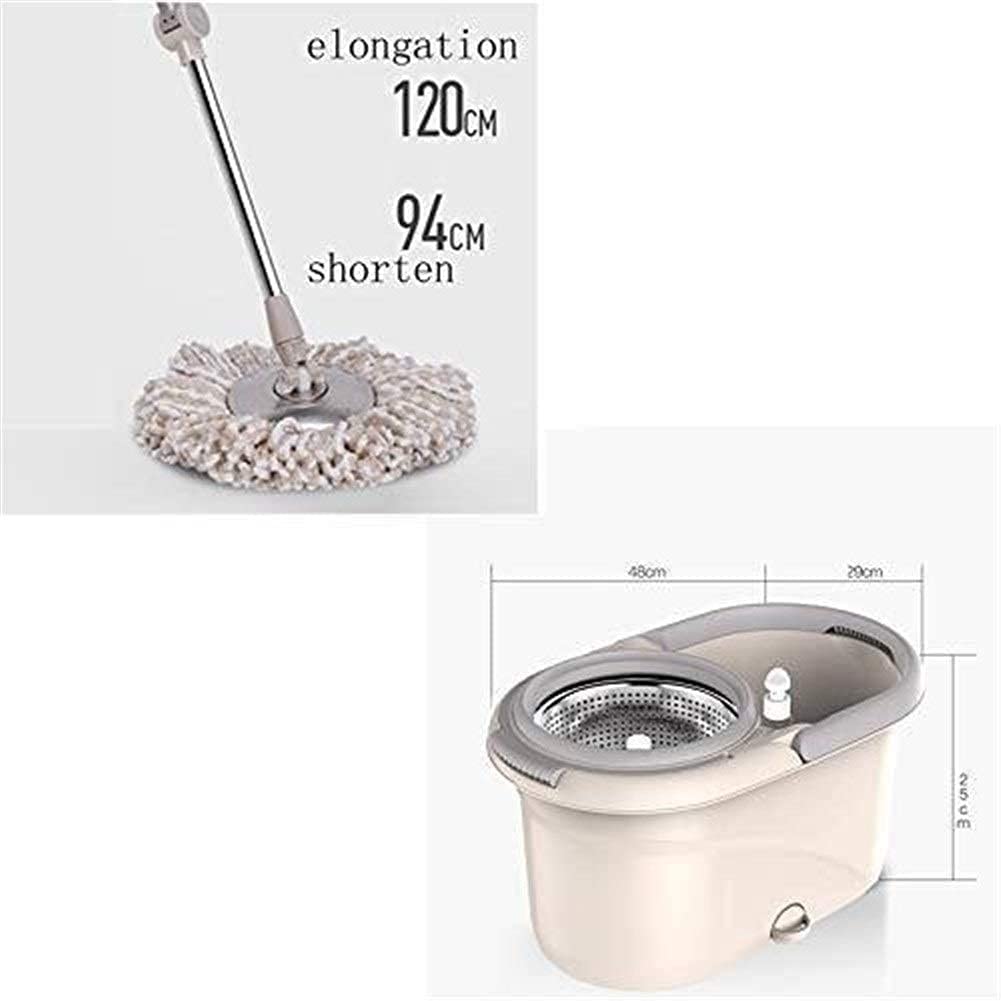 Mop Set mocio e Secchio in Microfibra con Manico Allungato Cestello drenaggio in Acciaio Inossidabile con 3 testine in Microfibra Pulizia dei Pavimenti