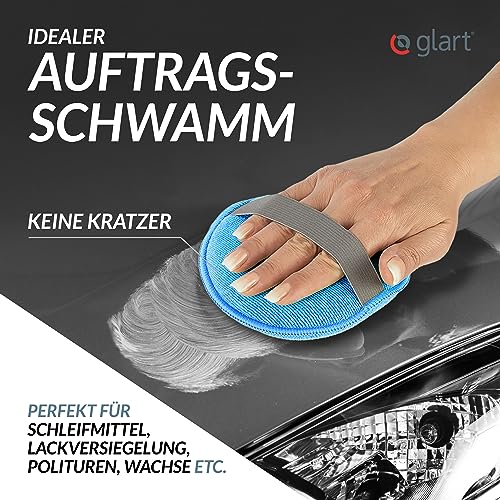 Glart 46PP Microfibre Hand Polishing Sponge, 130x25 mm, Wax Applicator Pad for Polishes, Paint Cleaner, Car Polish, Motorcycle Polish, instead of Polishing Machine, 6 Count (Pack of 1)