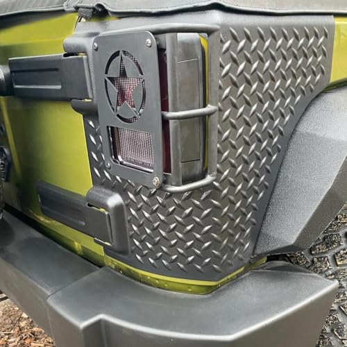 ECOTRIC Rear Corner Guards Compatible with 2007-2018 Jeep Wrangler JK JKU Replacement for 11651.01 Tail Light Cover Guards Rear Quarter Panel Textured Black Diamond Body Armor Kit Exterior Accessories