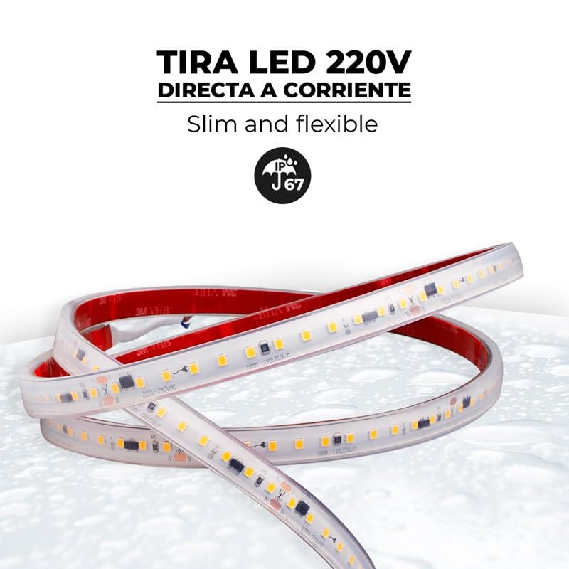 B·LED BARCELONA LED - Tira LED 220V - 300W (2400xSMD2835) - 12mm - Apta exterior: IP67 - Rollo 20 metros