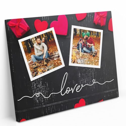 AR Regalos Lienzo Collage Personalizado con Dos Fotos - Varios Tamaños - Fabricado en Valencia, España (60x40cm)