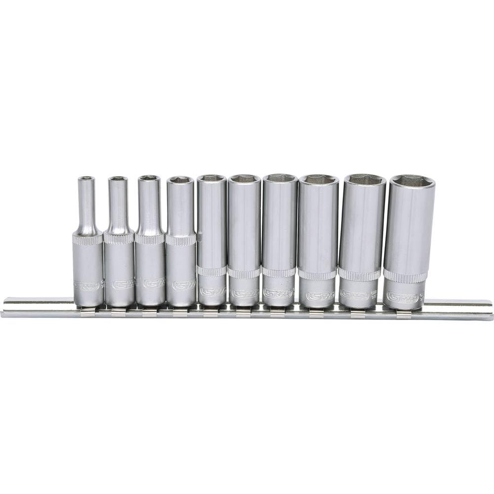 KS Tools 917.0610 1/4" Juego de llaves de vaso hexagonales, largas, 10 pzs 4-13 mm