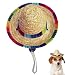 Kitatayi Dog Sombrero Hat, Mini Straw Sombrero Hats Mexican Hats Sombrero Party Hats for Small Pets/Puppy/Cat (Elastic Band)