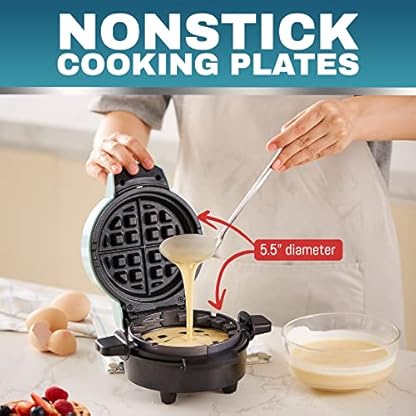 Elite Gourmet EWM380M Waffeleisen, antihaftbeschichtet, für 3,8 cm große Jumbo-Waffeln, lockere oder gefüllte Waffeln, Rösti, Keto, Snacks, Sandwiches, Eier, leicht zu reinigen, mintgrün – Bild 3