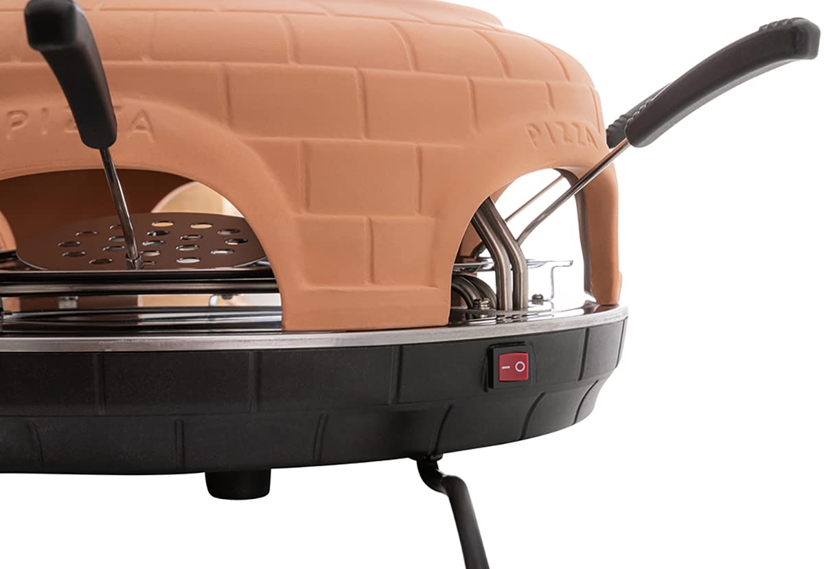 Heidenfeld Pizzaofen Pizzachef für 6 Personen | 1100 Watt bis 300°C - Backofen - Pizzaofen elektrisch - Pizza Ofen - Pizza Maker - Pizzamaker - Elektro Pizzaofen Raclette - Elektrischer Pizza-Ofen