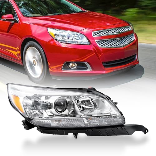 AUTNZE Headlight Assembly Compatible with Chevy Malibu 2013 2014 2015 Projector 2016 Limited Replacement Halogen Headlamp Passenger Right Side GM2502362 23294938