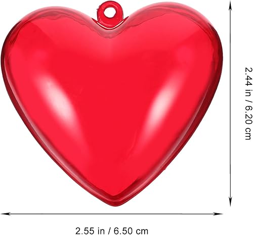 Miniatura 2 de 10 bolas en forma de corazón, adornos de corazón rojo rellenables de acrílico, decoraciones colgantes para el día de San Valentín, Navidad, boda,