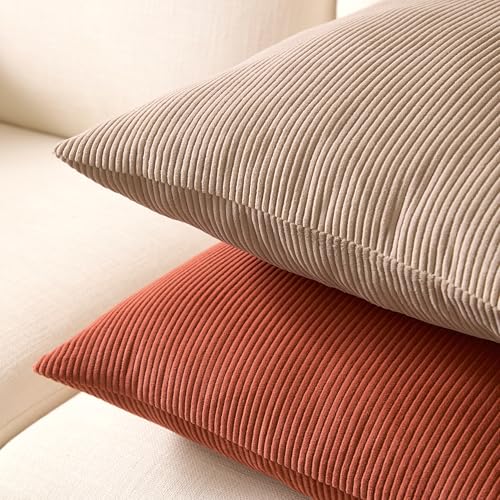 Image of Encasa XO Corduroy Cushion Covers, No Inserts, Set of 2, Brick