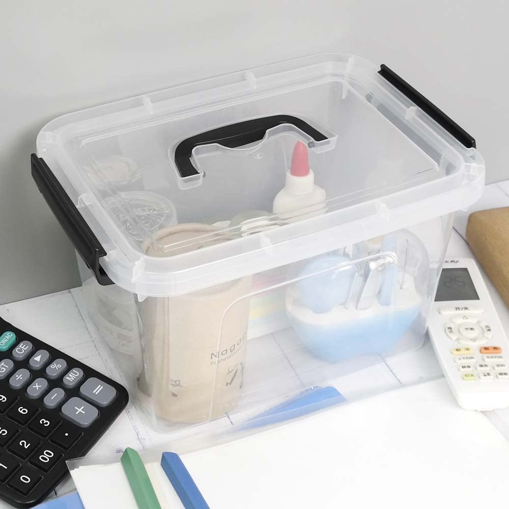 6 L Aufbewahrungsbehälter aus Kunststoff, Transparent Plastikbox mit Deckel, 6 Stück