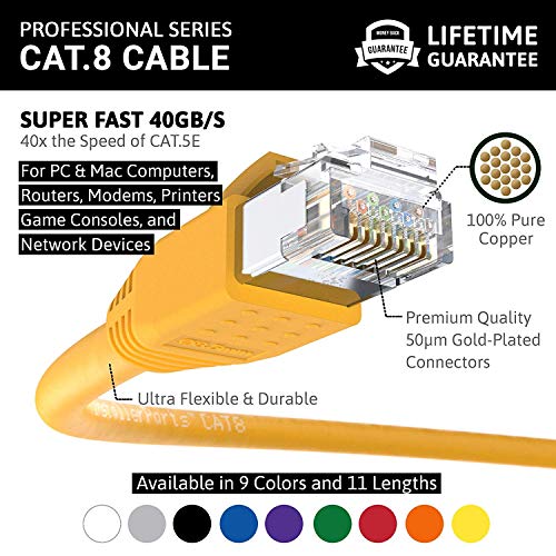 Cable Ethernet CAT8 1.52 m Amarillo RJ45 miniatura 2