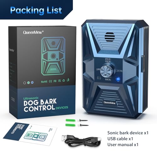 Bubbacare Antibell, Antibell Ultraschall Gerät, 3 Stufen Automatisch Antibell für Hunde mit 33ft, Wiederaufladbares & Wasserdichtes Anti Bell Gerät Hunde, für Große KleineHunde Innen Außenbereich
