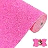 Sparkly Bright Hot Pink Chunky Glitter Faux Leather Roll 12 x 52 inch Shiny Solid Color PU Fabric for Making DIY Hair Bows Crafts (18015#17)