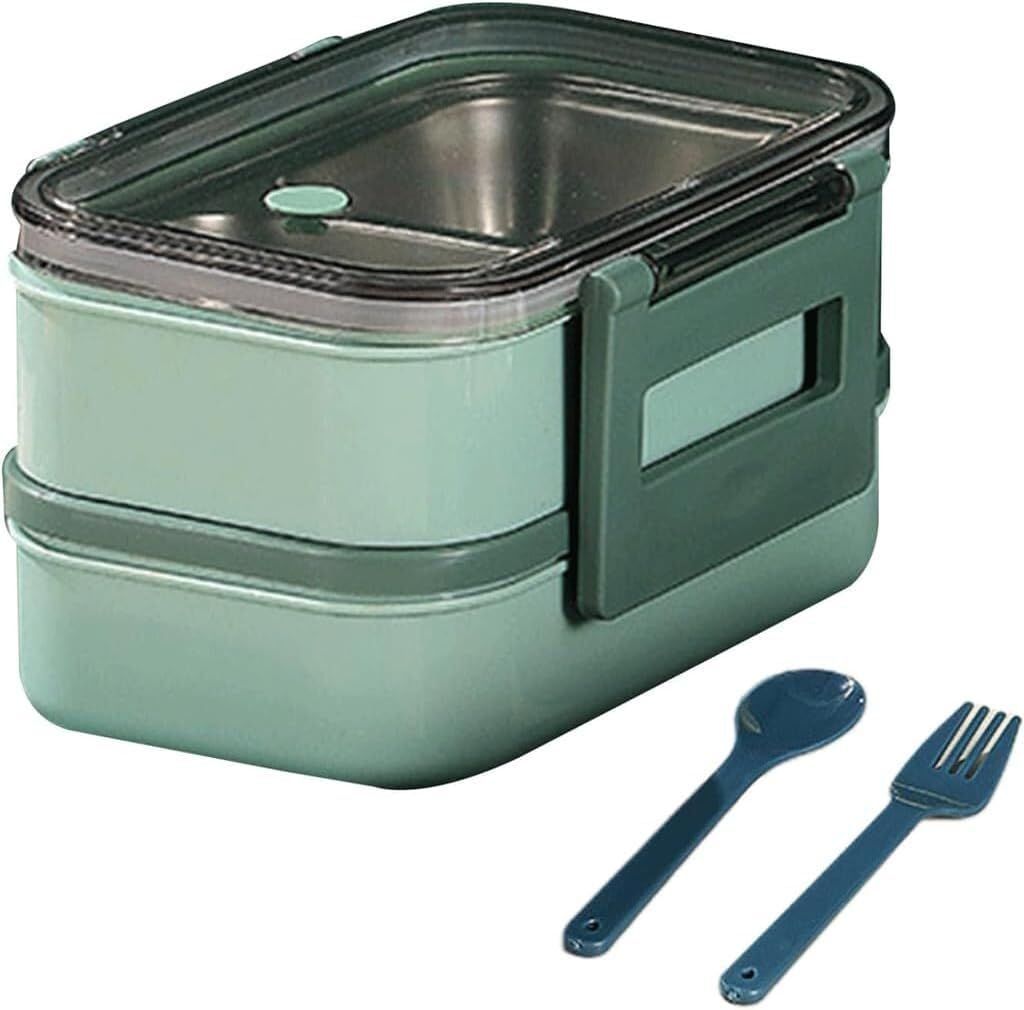Bento Box a doppio strato in acciaio inossidabile 304 | Multicolore: picnic, viaggi, scuola, cantiere, all'aperto(B)