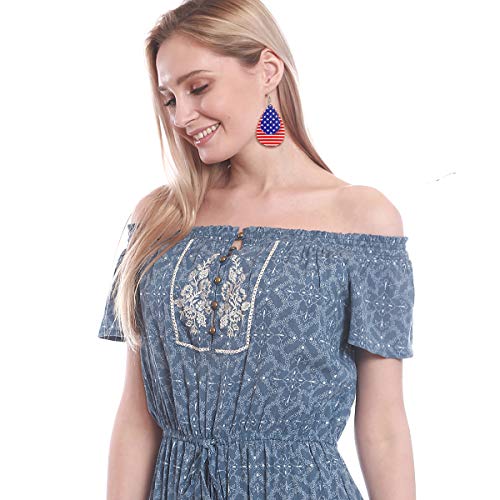 Aidsotou 12 Pairs American Flag Leather Earrings Set For Women Lightweight Faux Leather Teardrop Earring Usa 4Th Of July Jewelry(Independence Day Earring) #TOP2