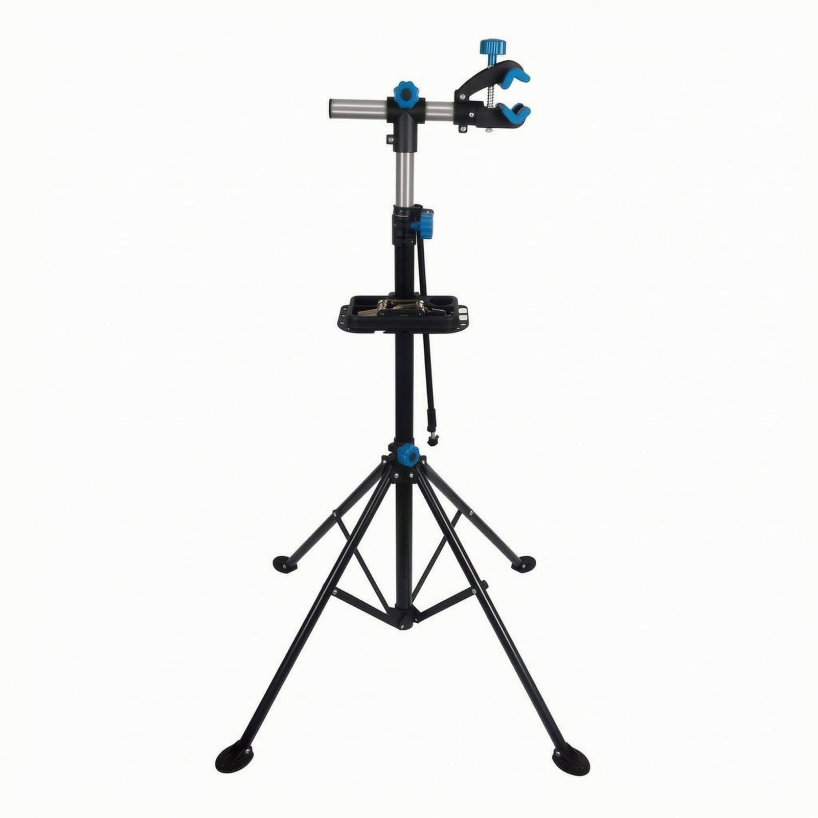 Cavalletto Riparazione Bicicletta Supporto Manutenzione Officina Cavalletto Esposizione Fermo Telaio Ferro Regolabile con Morsetto E Vassoio Attrezzi