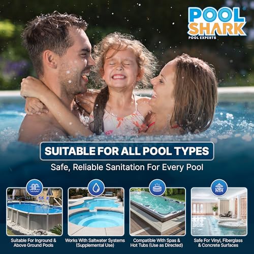 Image of POOL SHARK 68% Calcium Hypochlorite Pool Shock | 25 lb Bucket Chlorine Granules | Pool Shock Treatment for Swimming Pools | Inground & Above Ground Pool Cleaning, Fast-Acting Chlorine Shock