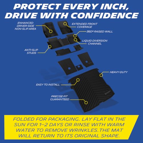 Image of Michelin Vehicle Mats for 23-26 Mitsubishi Outlander /2026 Nissan Rogue PHEV | Fit PHEV(Plug-in Hybrid) 7-Seater, Not Fit 5-Seater /Gas, All-Weather TPE Floor Mats & Backrest /Cargo Liner, 8 PCS, Premier