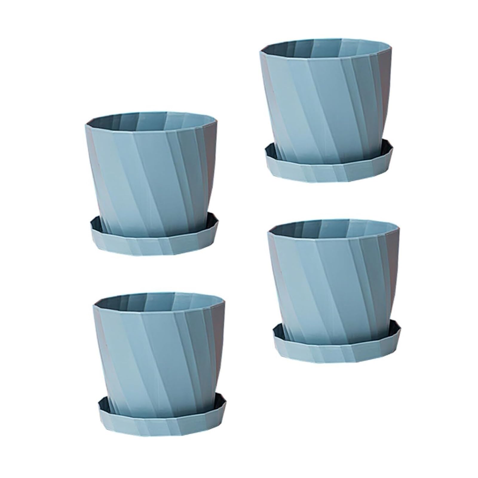 Lot de 4 pots de fleurs en plastique avec soucoupes amovibles - En polypropylène - Pour intérieur et extérieur
